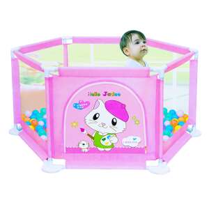 Rózsaszín járóka 60 golyóval, 135x135x62,6 cm