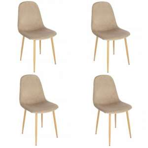 Jumi Vigo Velvet Chairs Set of 4, Metal Legs, Beige and Natural, 44x52x85 cm
