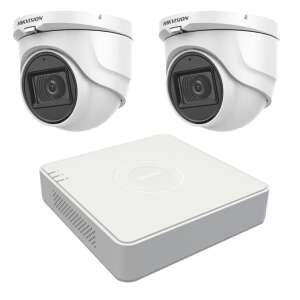 Hikvision CCTV rendszer 2 beltéri kamerával, 5MP felbontás, 2.8mm objektív, IR 30m, integrált hang, 4 csatornás TurboHD DVR - Hikvision