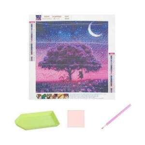 Diamond painting kit with a tree and moon design, 30x30 cm, purple, Iso Trade - Diamond painting kit