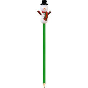 Green pencil with a snowman topper, Fiesta Crafts - Graphite Pencil
