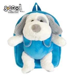 S-cool Baby Animals blue plush backpack with white and grey dog - Preschool Backpack, Bag