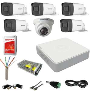 Hikvision CCTV rendszer 6 Turbo HD 2MP kamerával, 5 kültéri IR80m kamerával és 1 beltéri IR20m kamerával, 1TB HDD - Hikvision