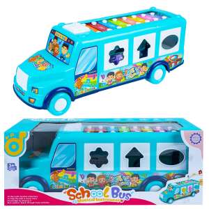 Xylophone Toy with Shape Sorter and Educational Features, Bus