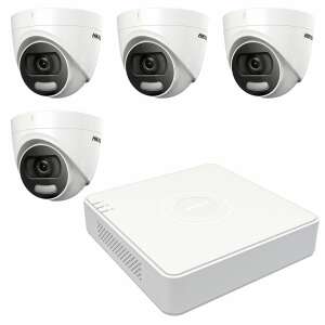 Hikvision CCTV rendszer 4 beltéri 5MP ColorVU kamerával, fehér fény 20m, 4 csatornás TurboHD DVR - Hikvision