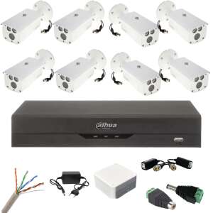 Dahua 8-channel security camera system with 8 outdoor cameras, DVR, and mounting accessories - Dahua Security Camera