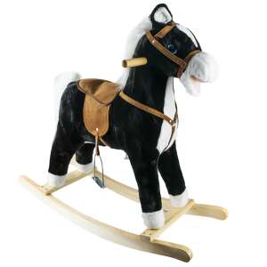 Wooden Rocking Horse with Plush, Black, 78x28x68 cm