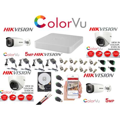 Hikvision ColorVu 4 Kamerás Megfigyelőrendszer - 5MP - 1TB HDD