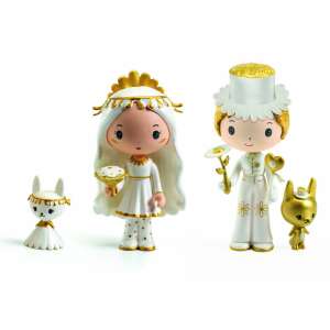 Djeco Marguerite and Leopold wedding figure set, a pair of beautiful white and gold figures with their inseparable companions Margo and Léo, perfect for imaginative play - Figure