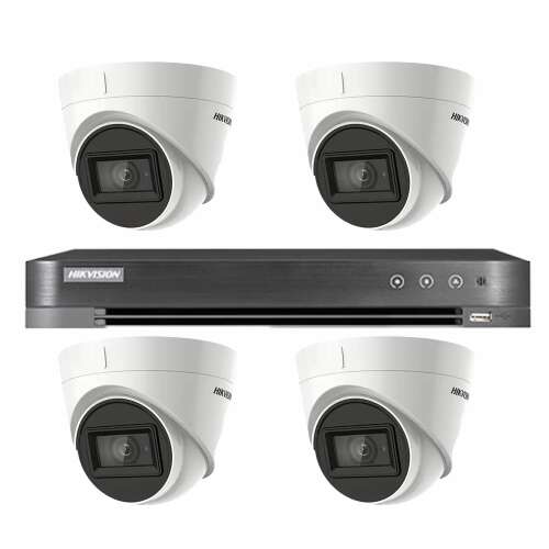 Hikvision 4 kamerás beltéri biztonsági rendszer 4 az 1-ben 8MP kamerákkal, 2,8 mm-es objektívvel, IR 60m-rel és 4 csatornás 4K 8MP DVR-rel
