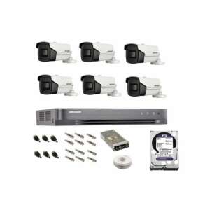 Hikvision 6 kamerás CCTV rendszer 8 csatornás Turbo HD DVR-vel, 4K felvétellel, 2TB HDD-vel, 100m CCTV kábellel, telefonos megtekintéssel - Hikvision