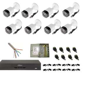 8 camera CCTV security system with DVR, cables, and accessories - Dahua Security Camera