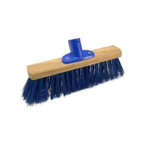 Blue outdoor broom with wooden handle, 30 cm - Garden