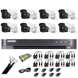 Hikvision CCTV system with 8 outdoor cameras, 4-in-1 8MP, 3.6mm, IR 80m, 8 channel DVR 4K 8MP, accessories - Hikvision Security Camera