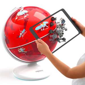 Orboot Mars Interactive Globe with Augmented Reality (AR) for Kids, showing a child using the globe with a tablet - Globe
