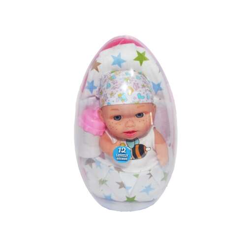 Zenélő baba cumisüveggel, 12 hanggal, tojás alakú csomagolásban