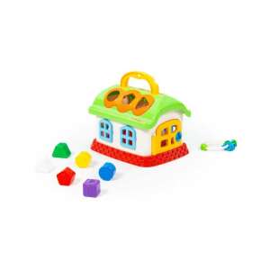 Polesie Shape Sorting House Toy, 23 x 18 x 16 cm, with colorful shapes and a handle for easy carrying - Shape Sorting Toy