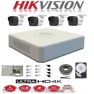 Hikvision 4 csatornás 5MP biztonsági kamera rendszer 4 golyó alakú kamerával, DVR-rel, tápegységgel, tartozékokkal és 1TB merevlemezzel - Hikvision Biztonsági kamera