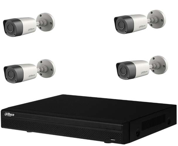 Dahua Cooper 4-Camera HDCVI Bullet Surveillance Kit 2MP 1080P, 3.6mm, Smart IR 20m, IP67, 4-Channel DVR