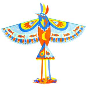 Djeco Maxi Ptak Latawiec, 122 x 88 cm, ogon 250 cm, kolorowy latawiec w kształcie ptaka dla dzieci - Djeco