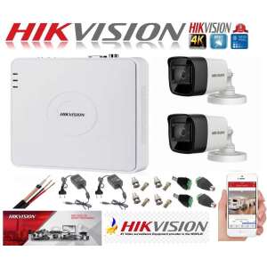 Hikvision 2-camera 4K CCTV security system with 4-channel DVR, accessories, and smartphone app - Hikvision Security Camera