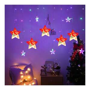 Karácsonyi csillagfények, LED függönyfények csillagokkal, többszínű, 2.60x0.65 cm - Nonbrand Fényfüzér
