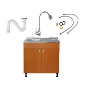 Raulconstruct kitchen sink set with cabinet, faucet, drain, and hoses - Kitchen Furniture