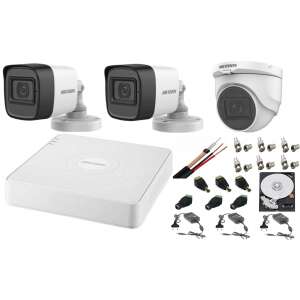 Hikvision Turbo HD biztonsági kamera rendszer, 3 kamera, 4 csatornás DVR, 500GB HDD - Hikvision