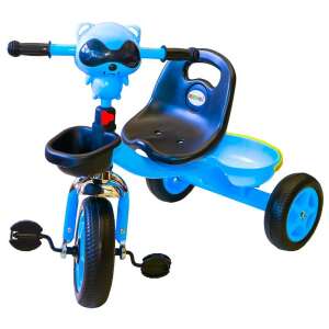 Blue tricycle with music and lights, raccoon design, for toddlers, with storage baskets - Tricycle