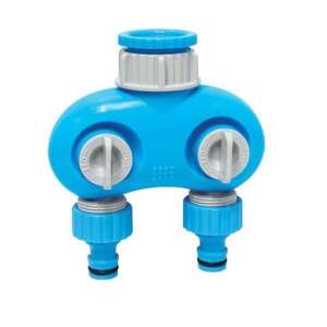 Aquacraft 2-way tap adapter with internal thread, blue, 1" and 3/4" connections - Connector and Accessory
