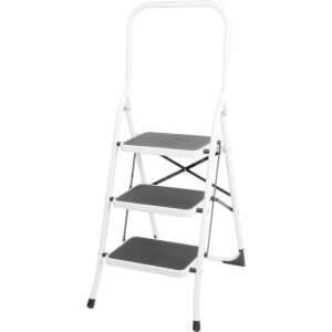 Strend Pro 3-step steel step ladder, white, 150 kg capacity - Ladder and Step Stool