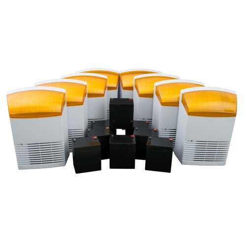 Kültéri sziréna készlet 8 szirénával és 8 akkumulátorral, 12V, 4Ah