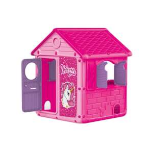 Pink unicorn playhouse with a door and windows, Dolu brand - Dolu