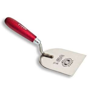 Stainless Steel Trowel, Olejnik, Half-Round, 100 mm, Wooden Handle, Red