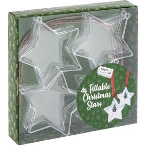 Set of 4 clear fillable Christmas star ornaments, 8 cm, Grafix, Stelute - Christmas tree ornament