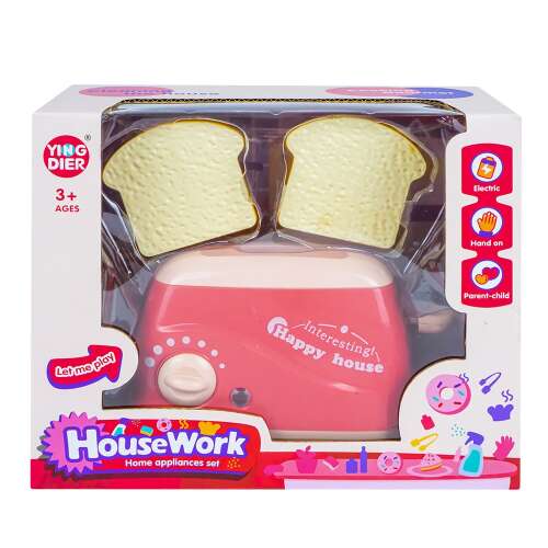 Műanyag játék kenyérpirító gyerekeknek, szimulált konyhai eszköz, HouseWork márka, Happy House