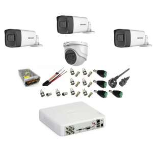 Hikvision professional security camera system with 4x 5MP cameras, 3x outdoor Turbo HD IR 40M, 1x indoor IR 20m, complete with accessories - Hikvision Security Camera