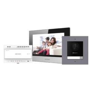 Hikvision DS-KIS702Y 2 vezetékes videó kaputelefon készlet 1 családos házakhoz, 7 hüvelykes monitorral, riasztóval - Hikvision