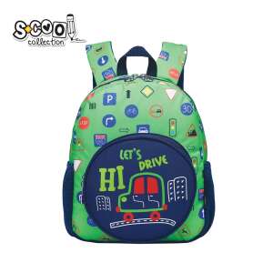 S-COOL Let's Drive kindergarten backpack with traffic signs and car print - Preschool Backpack, Bag