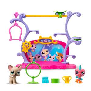 Littlest Pet Shop Pets Got Talent Playset with stage, swing, skateboard, hoop, trophy, and other accessories - Hasbro