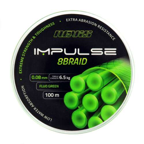Nevis Impulse 8Braid horgász zsinór, 100m, fluo zöld, 0.08mm átmérő