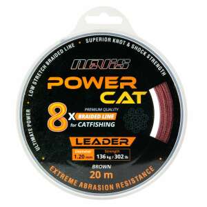 Nevis Power Cat 8x fonott zsinór előke harcsázáshoz, 20m, 1.20mm, barna, orsón - Fonott zsinór