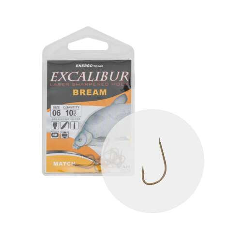 Excalibur Bream Match horog, 06-os méret, lézeresen élesített, keszegfélék horgászatához - Horog, forgó és kapocs