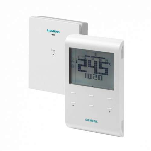 Siemens RDE100.1RFS vezeték nélküli programozható szobatermosztát, fehér, kijelzővel és gombokkal