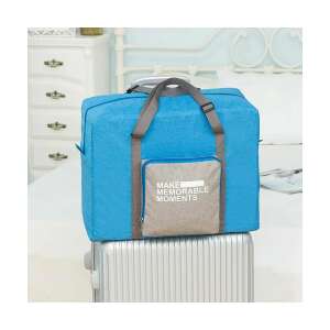 Világoskék, összecsukható, vízálló utazó táska "Make Memorable Moments" felirattal, unisex, tökéletes ruházat és egyéb létfontosságú dolgok szállítására utazások során - Utazótáska