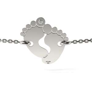 Сребърна гривна ATCOM Baby Feet с кристал - Atcom Jewelry