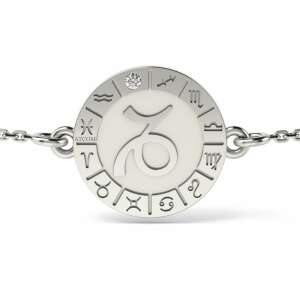 Сребърна гривна Capricornus със зодиакални знаци и диамант, марка ATCOM - Atcom Jewelry