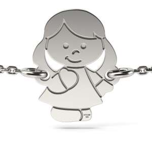 Сребърна гривна с висулка момиче ATCOM, гравирана със сърце, за жени - Atcom Jewelry