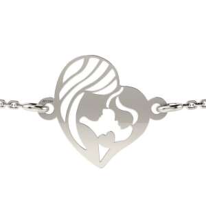 Сребърна гривна с форма на сърце ATCOM за майка и дъщеря, с дизайн с изрязан силует на майка и дете - Atcom Jewelry