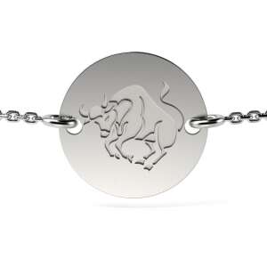 Brățară cu lanț din argint Taurus, pandantiv cu taur din argint, bijuterii cu semnul zodiacal - Atcom Jewelry